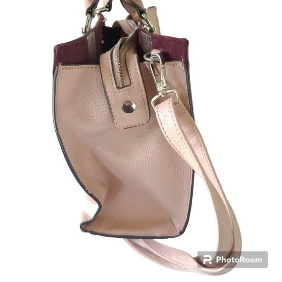 Steve Madden Crossbody Bag Purse Handbag Pink Blush Pebbled Logo - Picture 3 of 16